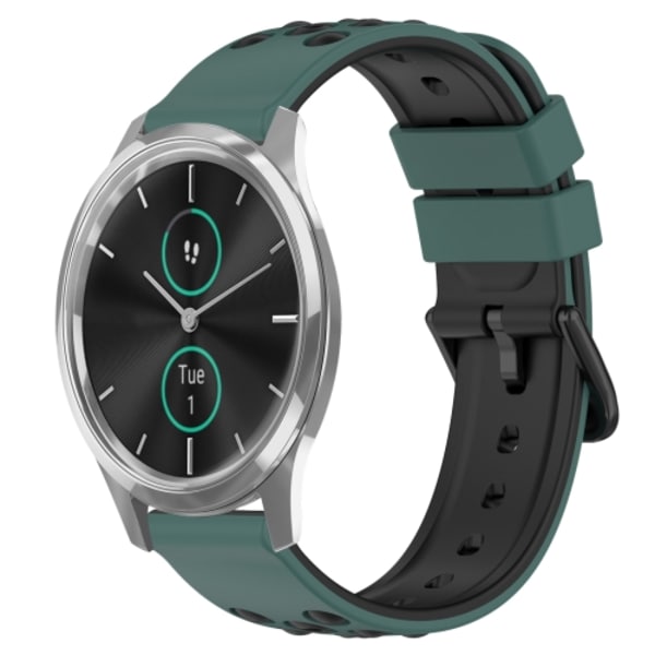 För Garminmove Luxe 20 mm tvåfärgad porös watch Olive Green-Black