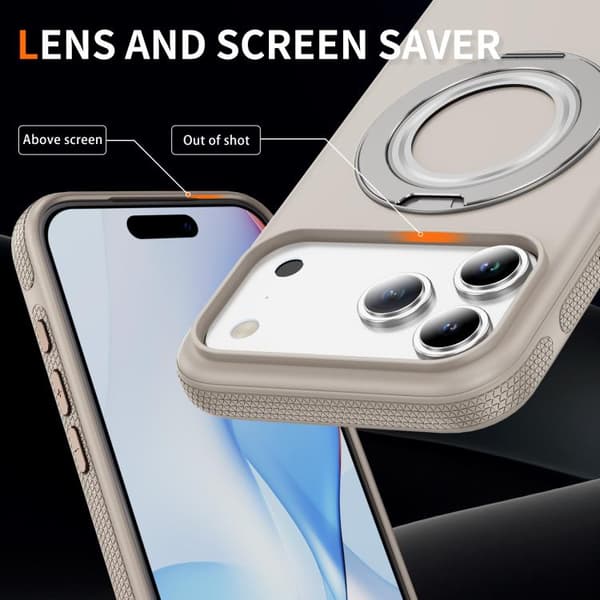iPhone 18 Pro Max / iPhone 17 Pro Max Skal med C MagSafe Gear Holder Beige Grå
