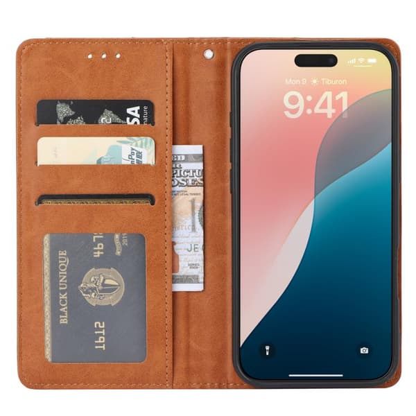 iPhone 17 Air Skal läderfodral med knådad hudtextur Röd