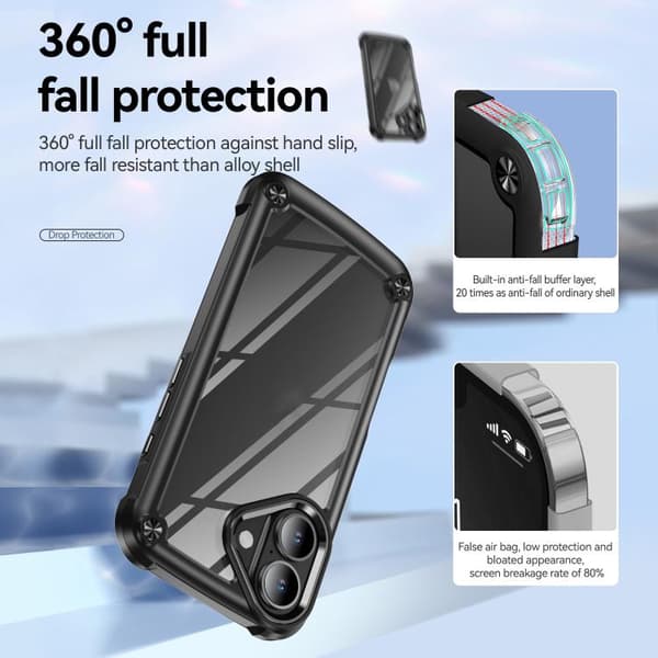 iPhone 17 Skal med TPU + PC Linsskydd Svart