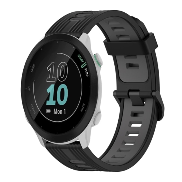 För Garmin Forerunner 55 20 mm vertikalt mönster tvåfärgat silikon watch Black-Grey