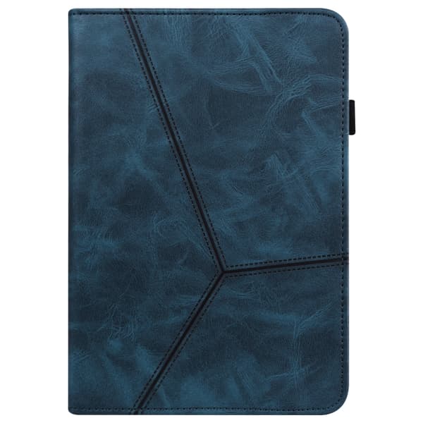 iPad Pro 12.9 2022/2021/2020/2018 Skal - Solid Color Embossed Randigt Läderfodral Blå