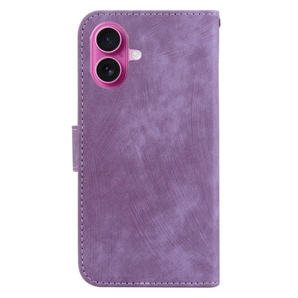 iPhone 17 Skal läderfodral med liten tigerprägling Purpur