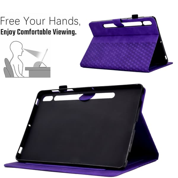 Samsung Galaxy Tab S7/S8 Rhombus Prägad Läderfodral Lila