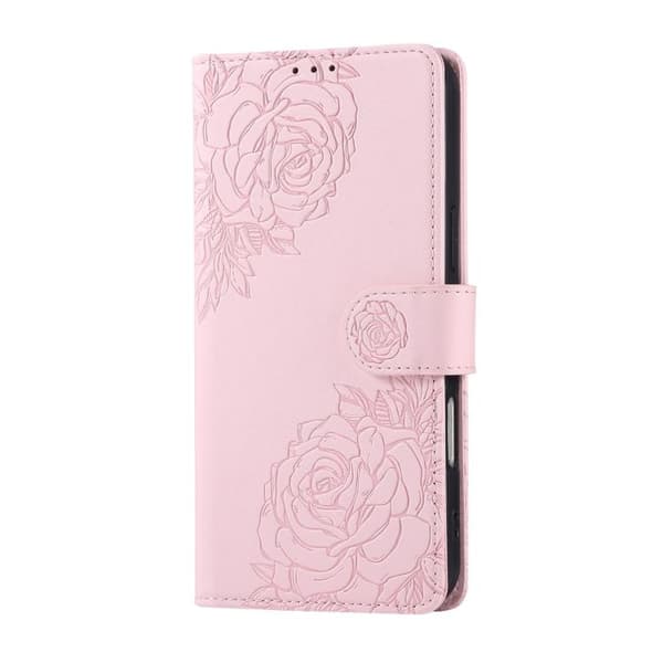 Redmi Note 14 4G - Läderfodral med Rosblommor och 3 Kortfack Rosa
