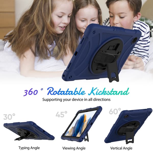 Samsung Galaxy Tab A8 10.5 (2021) Rotationsskydd i silikon + PC Marinblå