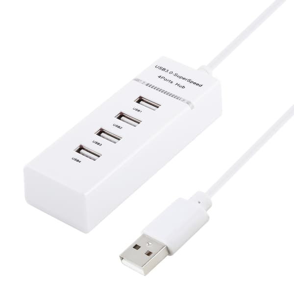 Bärbar Super Snabb 4-Portars USB 2.0 Hub Kabeladapter - 1,2m (Vit)