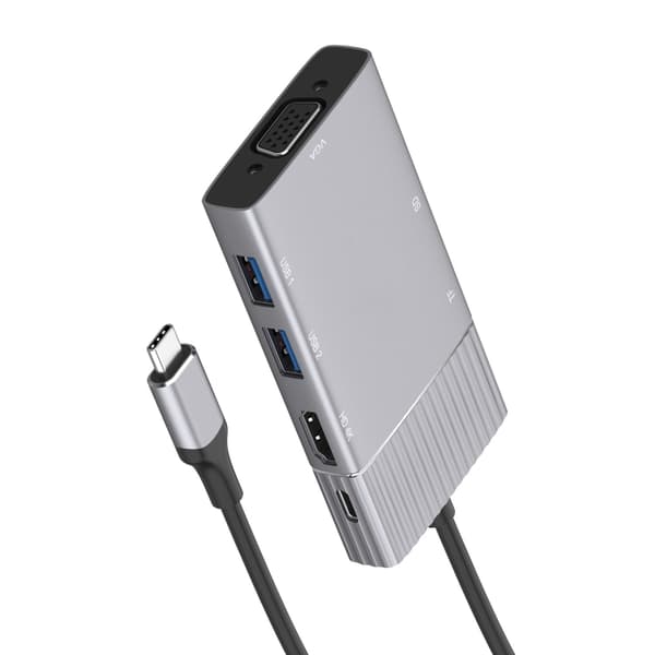 8-i-1 USB-C Hub Adapter med HDMI, USB 3.0, VGA, SD/TF och 3.5mm - Perfekt för MacBook och Laptop