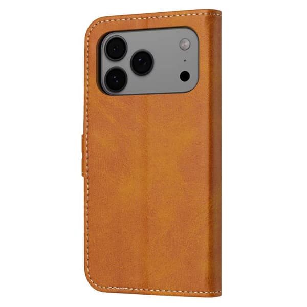iPhone 18 Pro Max / iPhone 17 Pro Max Skal läderfodral med präglad glad kattmönster Gul