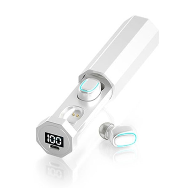 C1 Bluetooth 5.0 TWS Polygonal Touch Digital Display True Wireless Bluetooth-hörlurar med laddningsbox Vit