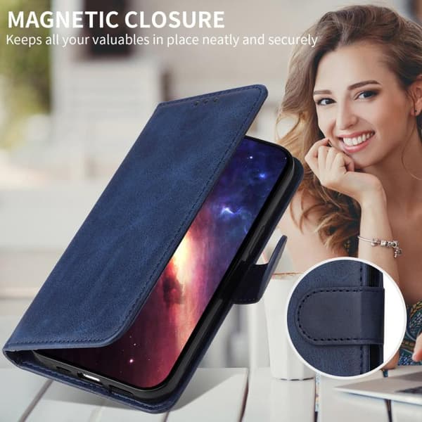 iPhone 18 Pro Max / iPhone 17 Pro Max Skal Läderfodral - Klassisk Kalvskinnstextur Blå