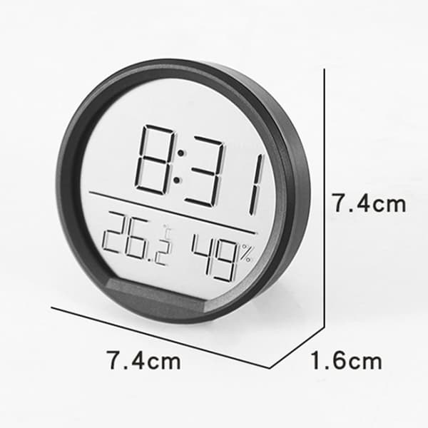 Smal magnetisk termometer och hygrometer klocka hem väggmonterad elektronisk klocka (vit)