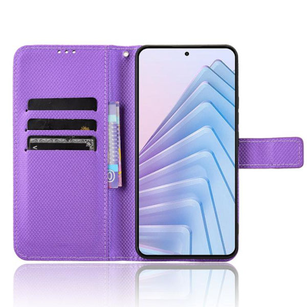 Redmi Note 14 4G - EU Version Diamanttextur Läderfodral Purpur