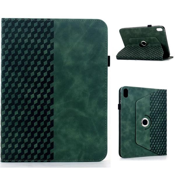 iPad mini 2024 / mini 6 Skal - Rotatable Rhombus Prägad Smart Läderfodral Grön