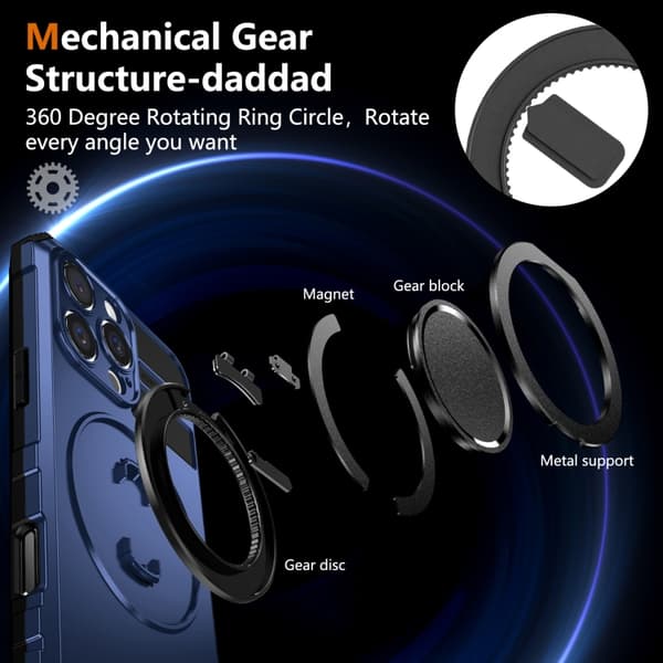 iPhone 16 Pro Max Rotating Magnetisk Hållare Skal Kunglig blå