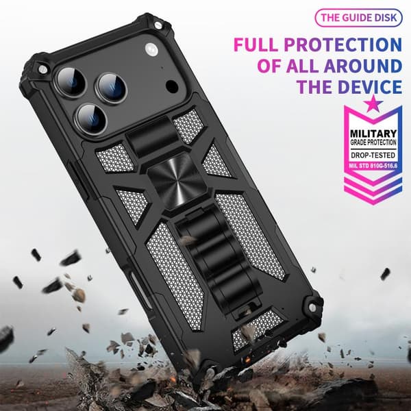 iPhone 17 Pro Max Skal med Kamouflage, Armor Kickstand TPU + PC Magnetisk Armégrön