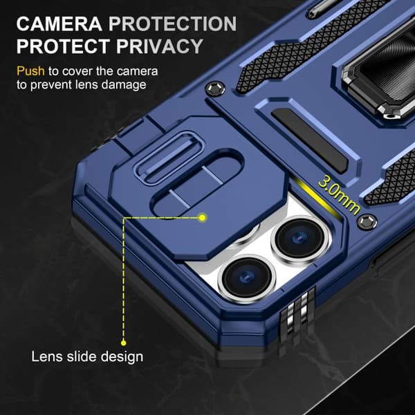 iPhone 18 Pro Max / iPhone 17 Pro Max Skal med Armor PC + TPU Kameraskydd Marinblå