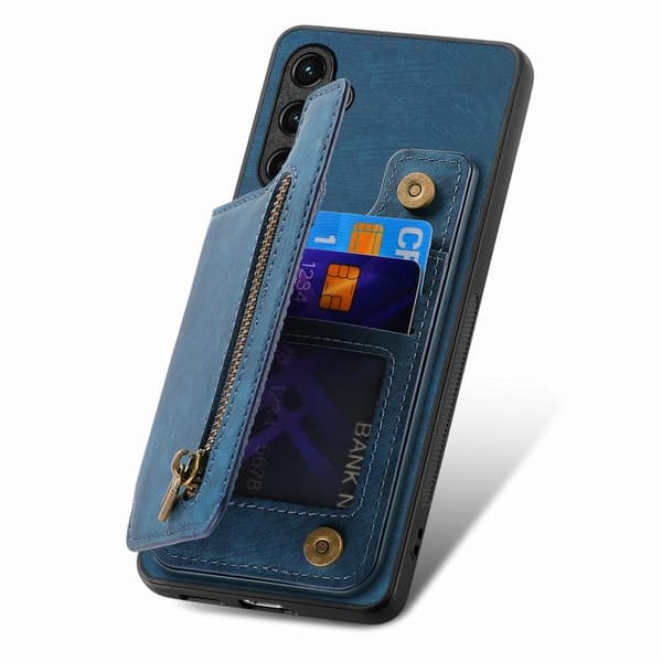 Redmi K80 Pro / Poco F7 Ultra - Retro Läder Zipper Plånboksfodral Blå