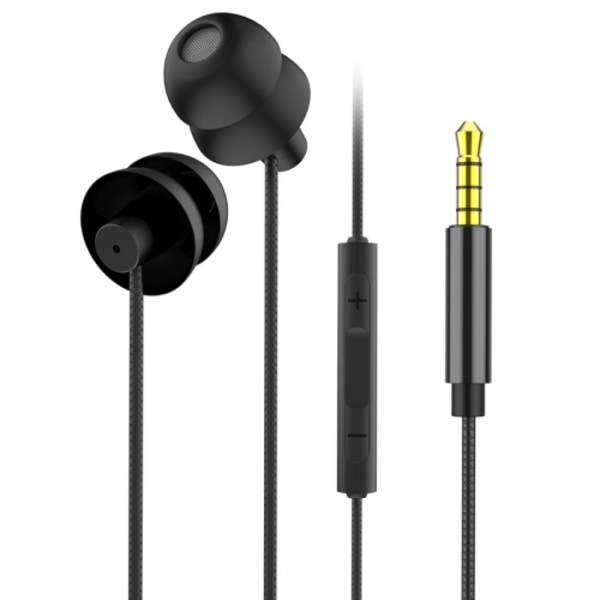EN3900 3,5 mm plugg in-ear trådbunden kontrollhörlurar med mikrofon Svart