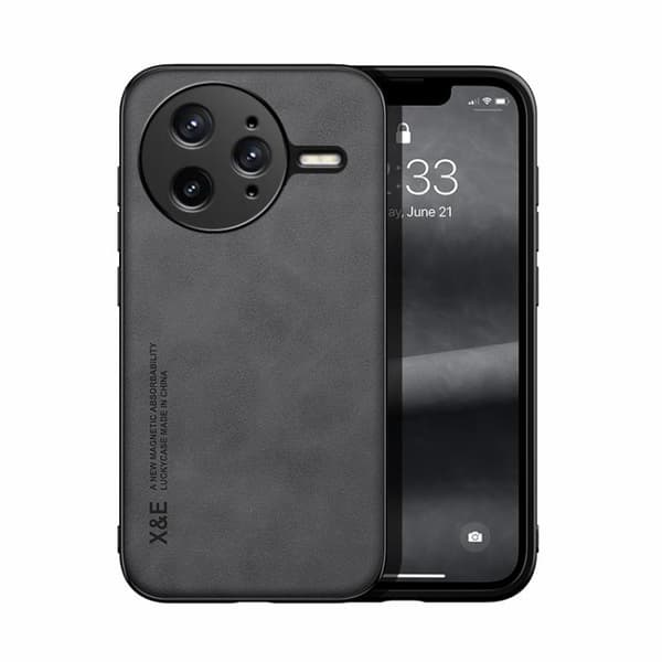 Redmi K80 Pro - Magnetisk Läderfodral med Skinnkänsla Mörkgrå