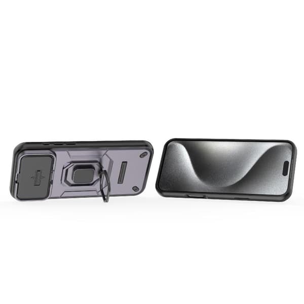 iPhone 18 Pro / iPhone 17 Pro Skal med Sliding Camshield TPU + PC Stötsäker med Hållare Purpur