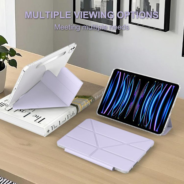 iPad Pro 11 2024 Skal - Avtagbart Bakshell Fällbart Ställ Smart Läderfodral Purpur