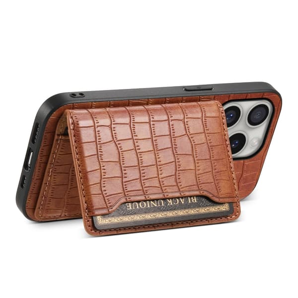 iPhone 16 Pro Max Crocodile Textur Skal Design med Full Täckning Brun