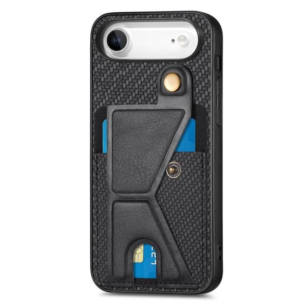 iPhone 17 Air Skal - K-form - kolfiber med kortfickor Svart