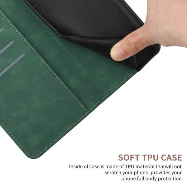 iPhone 17 Skal läderfodral med broderad prägel Grön