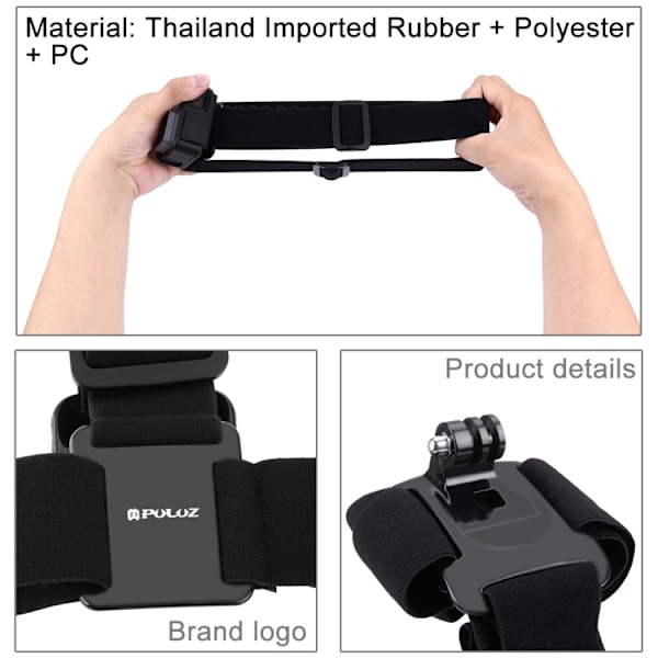 Elastisk monteringsbälte Justerbart huvudband för GoPro, Insta360 ONE R, DJI Osmo Action och andra actionkameror