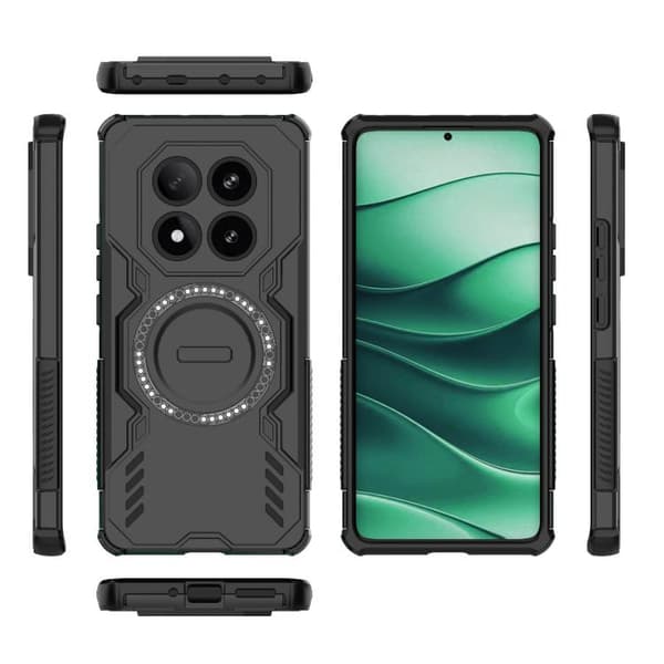 Redmi Note 14 Pro 5G - Butterfly Armor MagSafe Magnetisk Ring Stötsäker Mobilskal Svart