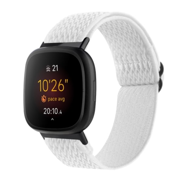 För Fitbit Versa 4 / Sense 2 Universal Wave Nylon Watch Band White