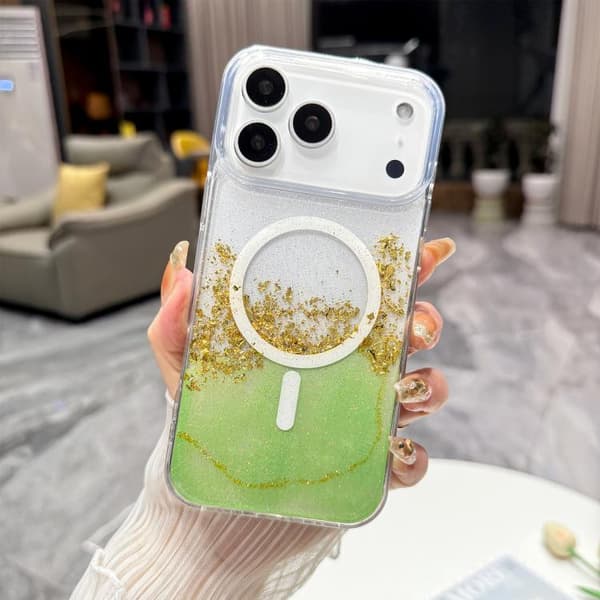 iPhone 18 Pro / iPhone 17 Pro Gilding MagSafe Hybrid Klar TPU Skal Grön