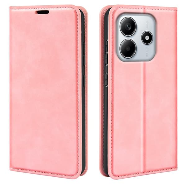 Redmi Note 14 4G - Retro-skin Magnetisk Läderfodral Rosa