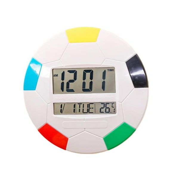 3888 Kalender Elektronisk Väggklocka LCD Rund Väggklocka (Vit)
