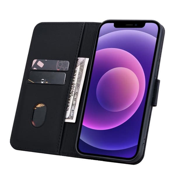 iPhone 18 Pro Max / iPhone 17 Pro Max Skal Läderfodral med Diamantspänne och Lanyard Svart