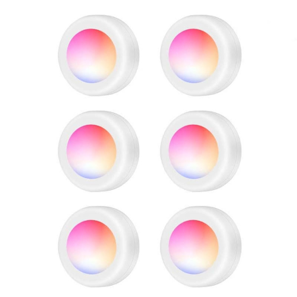 6 st / set 16 färger RGB LED nattlampa stroboskop atmosfär pat lampa fjärrkontroll skåplampa med 2 fjärrkontroller