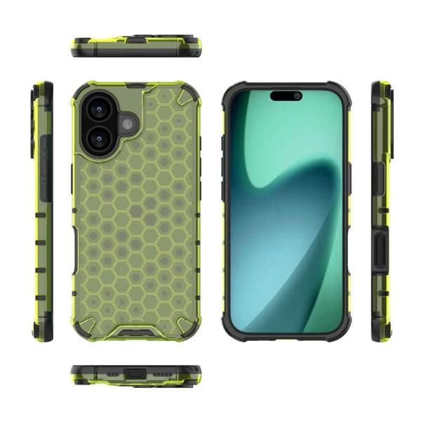 iPhone 17 Skal med Honeycomb Stötskydd Grön