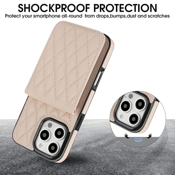 iPhone 16 Pro YM015 Rhombisk Kortväska RFID Skal Vit