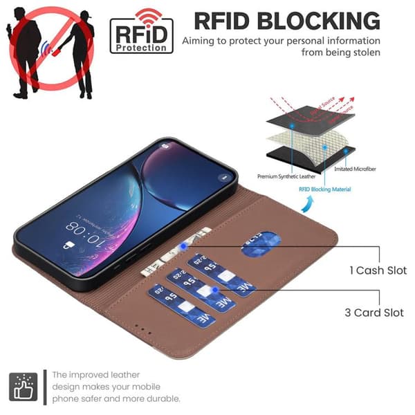 iPhone 18 Pro / iPhone 17 Pro Skal läderfodral med Splicing Färg Hålblommönster Brun
