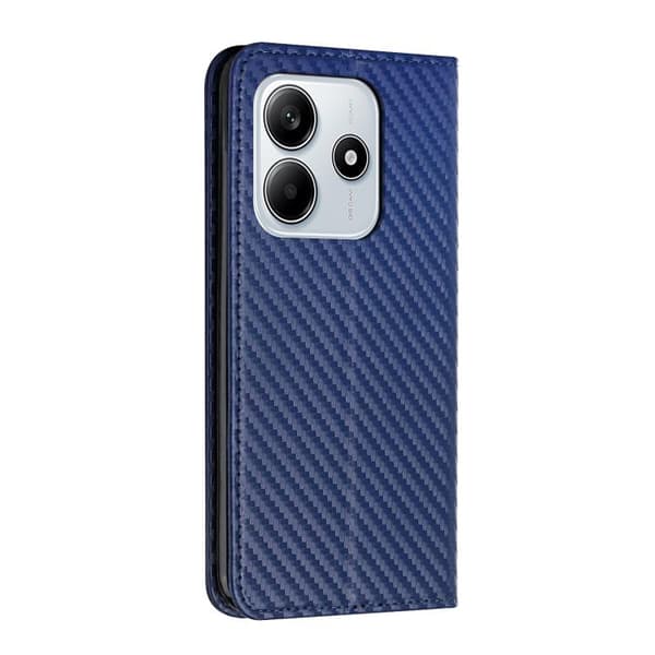Redmi Note 14 5G - Magnetisk Flip Läderfodral med Kolfibertextur Blå