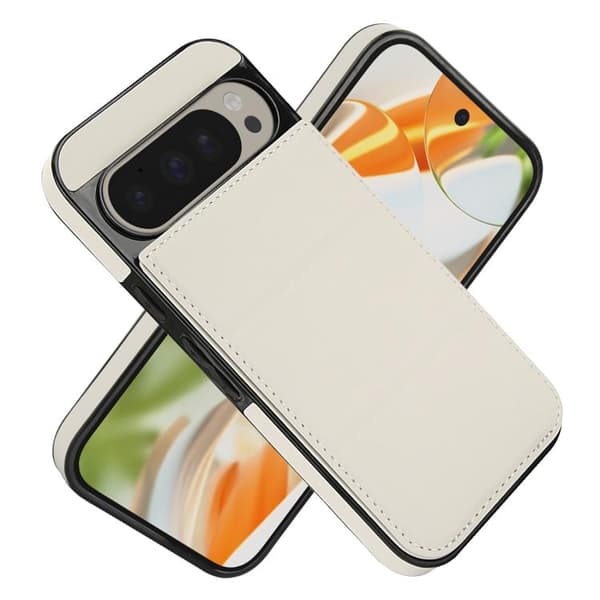 för Pixel 9 / 9 Pro Fodral i Läder med Tri-fold Design och Kortfack Vit