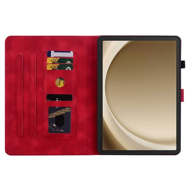 Samsung Galaxy Tab A9+ / A11+ Lily Prägad Läderfodral Röd
