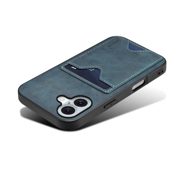 iPhone 17 Skal med kortfack - Denior D06 PU baksida Blå