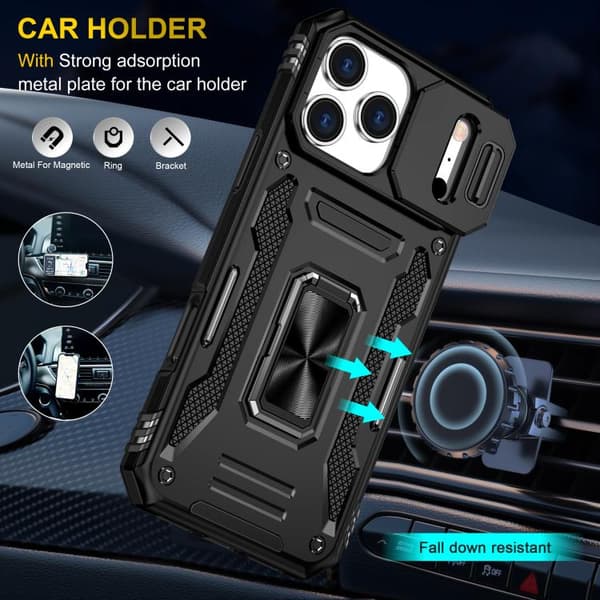 iPhone 18 Pro Max / iPhone 17 Pro Max Skal med Armor PC + TPU Kameraskydd Svart
