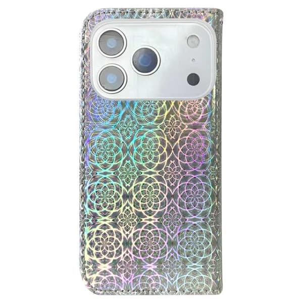 iPhone 18 Pro Max / iPhone 17 Pro Max Skal Läderfodral med Färgglad Magnetspänne Silver
