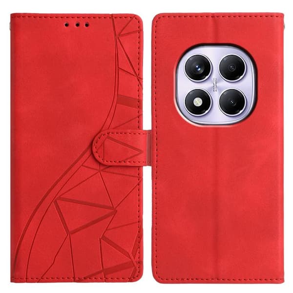 Redmi Note 14 Pro 4G - Triangulärt Prägling Läderfodral Röd