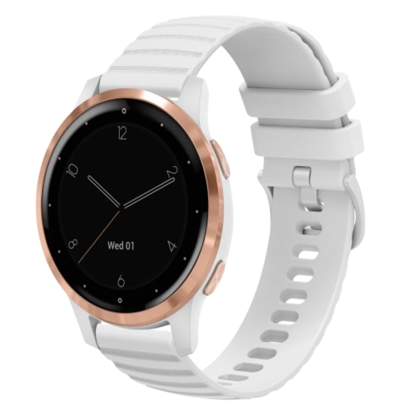 För Garmin Vivoactive 4S 18 mm vågigt prickigt enfärgat watch White