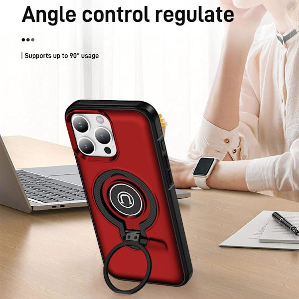 iPhone 16 Pro Max Ring Holder Magnetisk Skal Röd