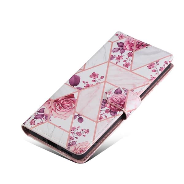 Redmi Note 14 Pro 5G - Marmor Bronserad Sömmad Läderfodral Roséguld